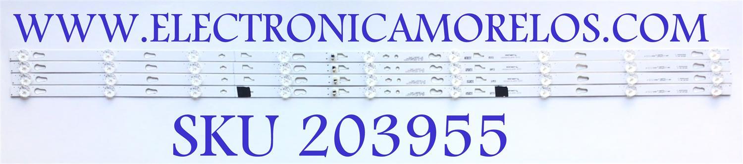 KIT DE LED'S PARA TV RCA / HITACHI (4 PIEZAS) / NUMERO DE PARTE 50HR332M09A1 V1 / 50D1200 / 4C-LB500T-HR5 / D230-002PXD3050901 / LE4RB2R0D / PANEL LVU500CHDX / MODELOS RTRU5027-D-US / C50L7